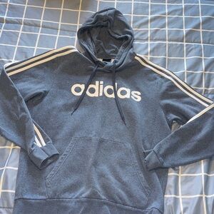 adidas Men's Heather Blue Crewneck Hoodie with White Logo